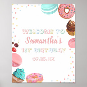 Pastel Sweet Candy Lolipop Cupcake Donut Birthday Poster