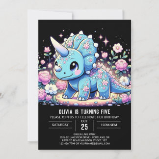 Pastel Sweet Dinosaur Digital Geburtstag Einladung