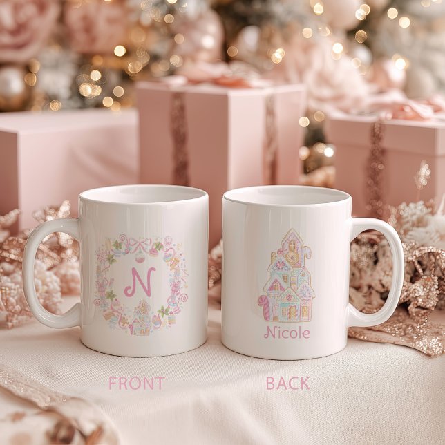 Pastel Sweet Holiday Treats Monogram Crest  Kaffeetasse (Von Creator hochgeladen)