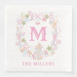 Pastel Sweet Holiday Treats Monogram Crest Serviette
