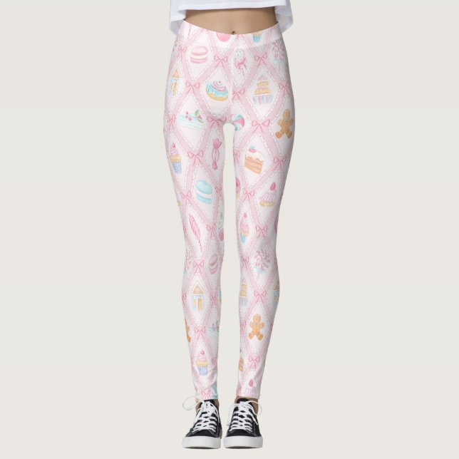 Pastel Sweet Holiday Treats with Bows Leggings (Vorderseite)