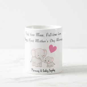 Pastel Sweet Mommy Elephant and Child - Kaffeetasse