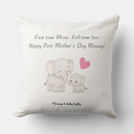 Pastel Sweet Mommy Elephant and Child - Kissen