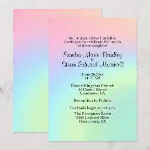Pastel Swirl Hochzeitseinladung mit Empfang Einladung