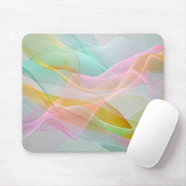 Pastel Symphony of Floating Sheer Ribbons Mousepad (Mit Mouse)