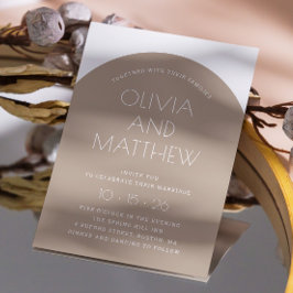 Pastel taupe moderne Typografie Bogen Hochzeit + Q Einladung