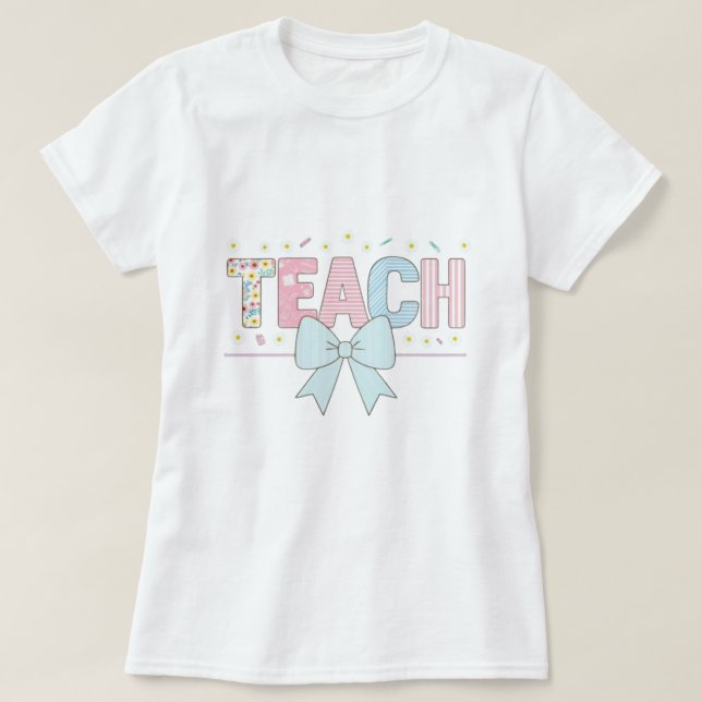 Pastel Teacher Graphic T-Shirt - Niedlich Floral & (Design vorne)