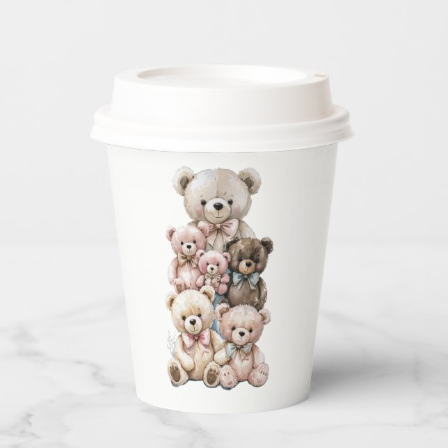 Pastel Teddy Bar Stack Pappbecher (Vorderseite)