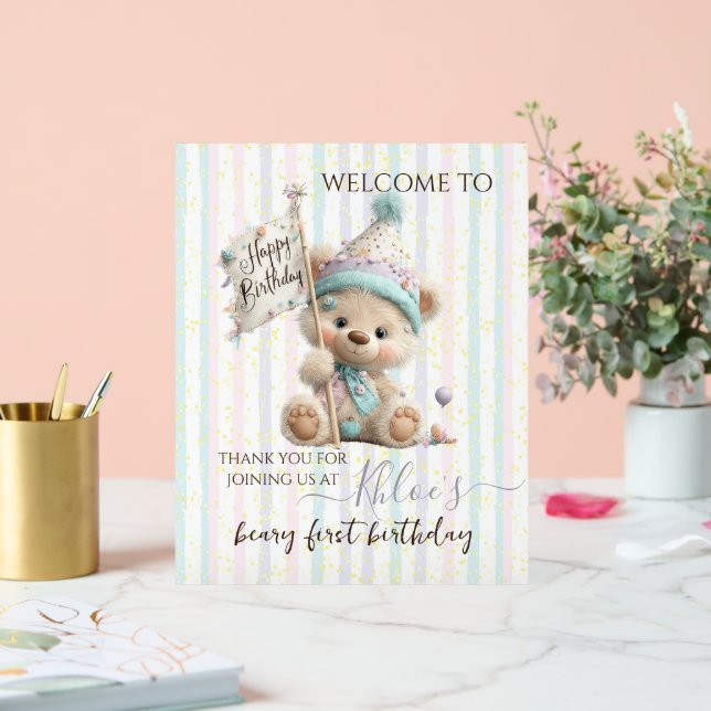 Pastel Teddy Bear Birthday  Acrylschild (Hochzeit)