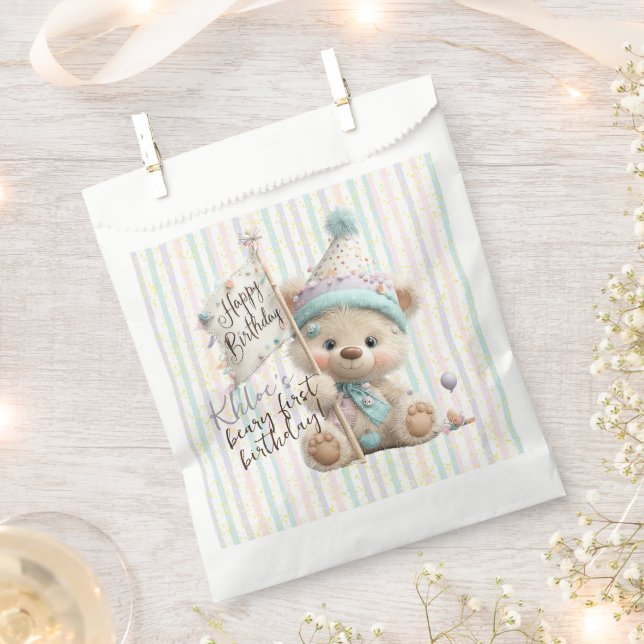 Pastel Teddy Bear Birthday  Geschenktütchen (Ausgeschnitten)