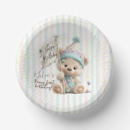 Pastel Teddy Bear Birthday Pappteller
