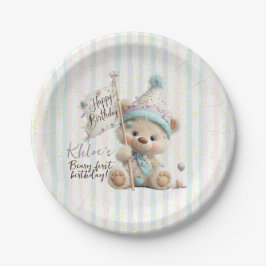 Pastel Teddy Bear Birthday Pappteller