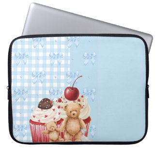 pastel "teddy bear" cupcake kawaii gingham ribbon laptopschutzhülle