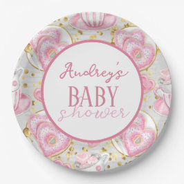 Pastel Tee und Doughnut Baby Shower Paper Plate Pappteller