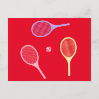 Pastel Tennis Rackets mit Tennisball auf Rot