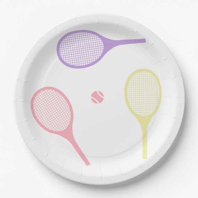 Pastel Tennis Rackets Pappteller (Vorderseite)