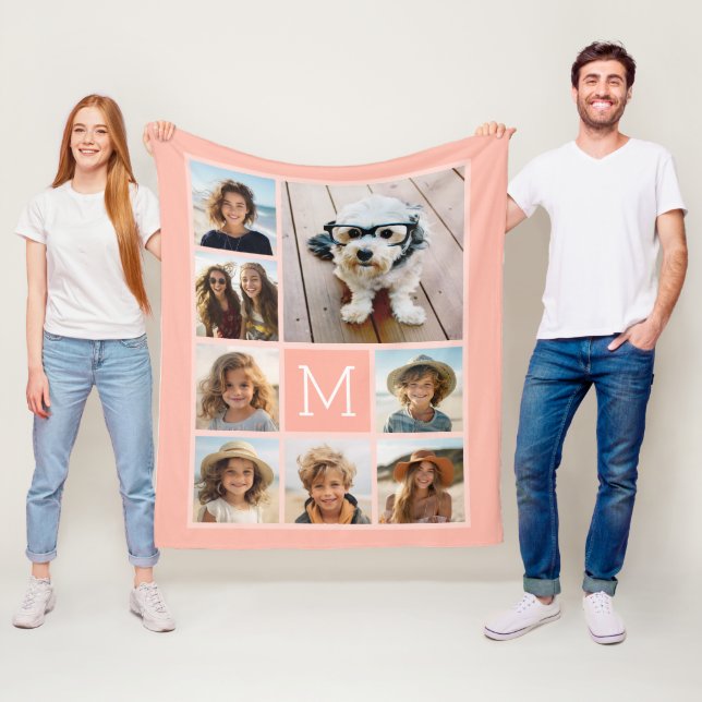 Pastel Terra 8 Foto Collage - klassisches Monogram Fleecedecke (Beispiel)