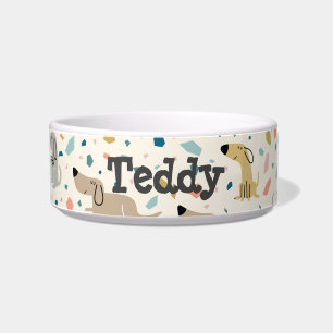 Pastel Terrazzo Funny Niedlich Dog Muster Napf