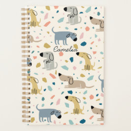 Pastel Terrazzo Funny Niedlich Dog Muster Planer