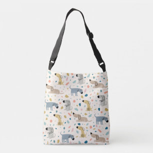 Pastel Terrazzo Funny Niedlich Dog Muster Tragetaschen Mit Langen Trägern