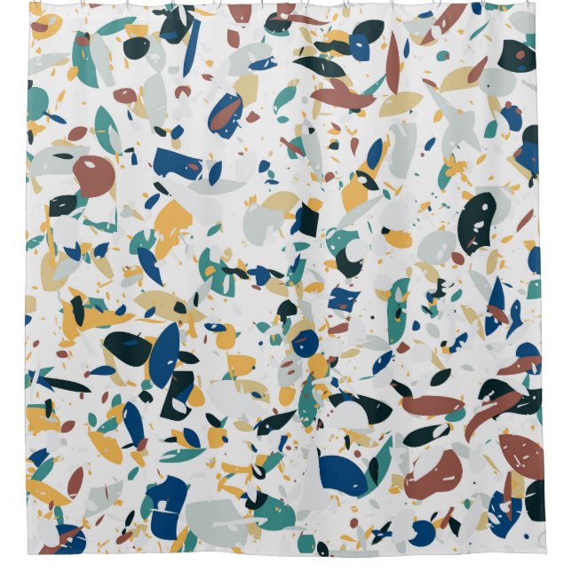 Pastel Terrazzo: Modernes Abstraktes Muster. Duschvorhang (Vorderseite)