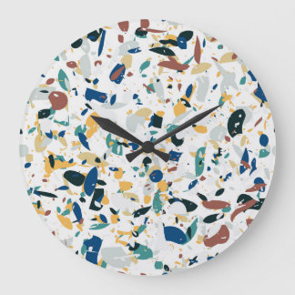 Pastel Terrazzo: Modernes Abstraktes Muster. Große Wanduhr