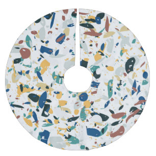 Pastel Terrazzo: Modernes Abstraktes Muster. Polyester Weihnachtsbaumdecke