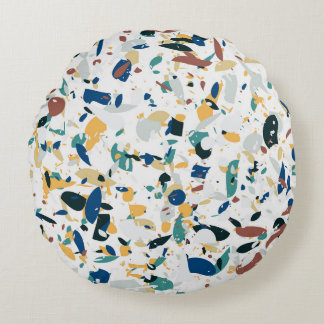 Pastel Terrazzo: Modernes Abstraktes Muster. Rundes Kissen