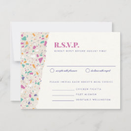 Pastel Terrazzo Slab Wedding RSVP Card Karte