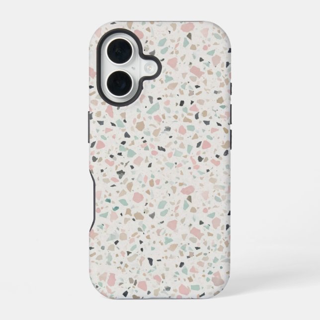 Pastel Terrazzo Speckle Pattern Case iPhone 16 Hülle (Rückseite)