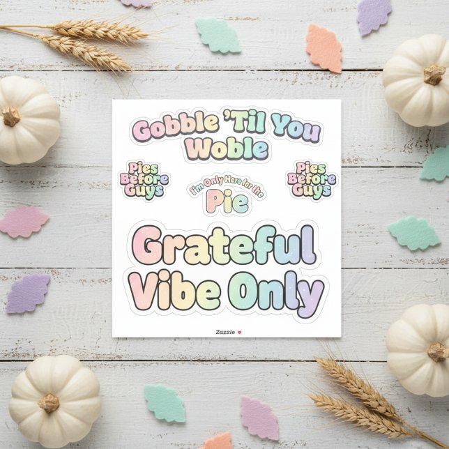 Pastel Thanksgiving-Feiertags-Sticker-Pack Aufkleber (Pastel Rainbow Thanksgiving Holiday Sticker Pack)