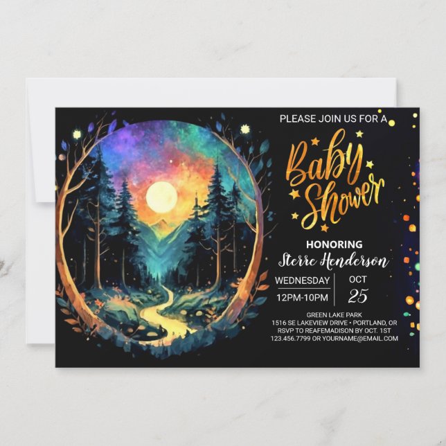 Pastel Timber Adventure erwartet Baby Shower Einladung (Vorderseite)