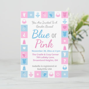 Pastel Tiny Icons Geschlechtsenthüllung Einladung
