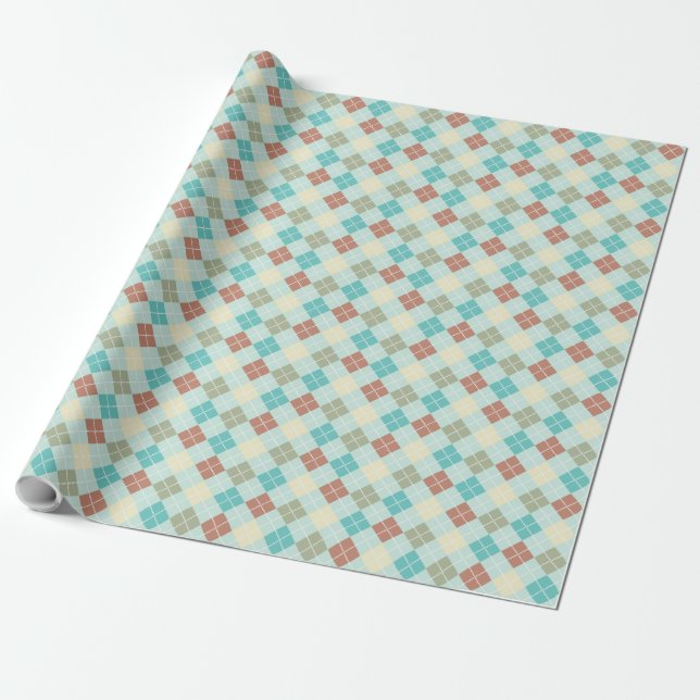 Pastel Tones Kariert Geometric Muster Geschenkpapier (Ungerollt)