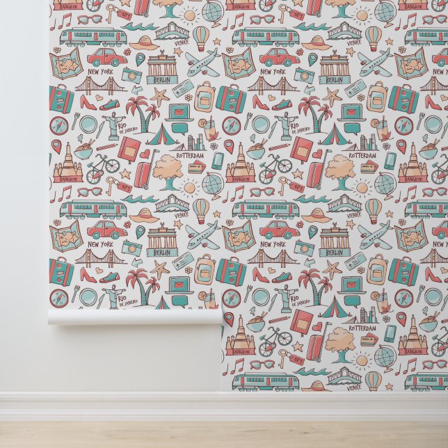 Pastel Tourist Muster Tapete (Anwendung)