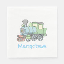 Pastel Train upsherin napkins