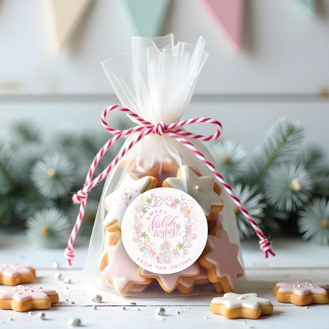 Pastel Treats | Sweet Holiday Wishes Runder Aufkleber (Von Creator hochgeladen)