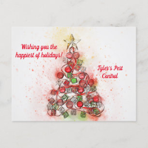 PASTEL TREE CHRISTMAS BUSINESS POSTCARD ANKÜNDIGUNGSPOSTKARTE
