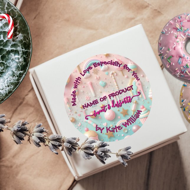 Pastel Tropfen Cookie und Dessert Packkleber Runder Aufkleber (Von Creator hochgeladen)