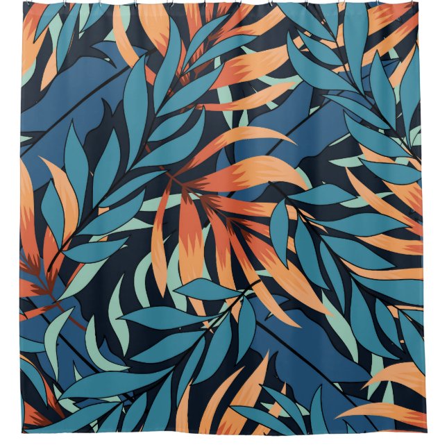 Pastel Tropical Abstrakt Botanicals Duschvorhang (Vorderseite)