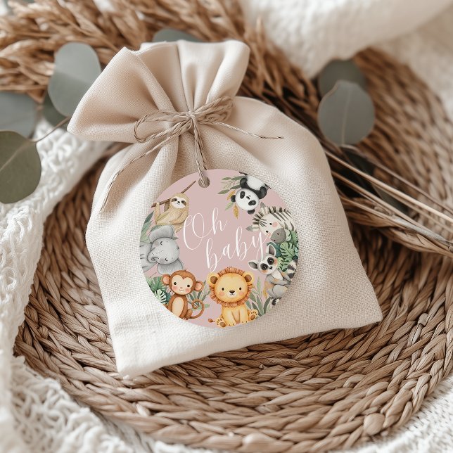 Pastel Tropical Baby Dusche Jungle Safari Tiere Geschenkanhänger (Von Creator hochgeladen)