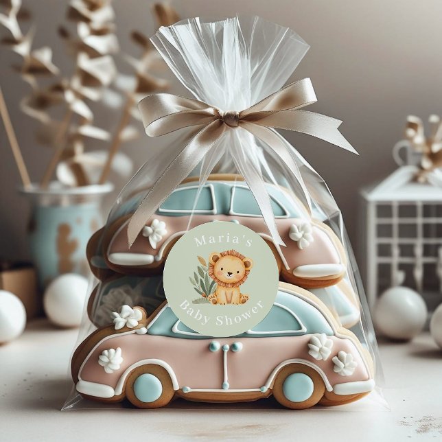 Pastel Tropical Baby Dusche Jungle Safari Tiere Runder Aufkleber (Von Creator hochgeladen)