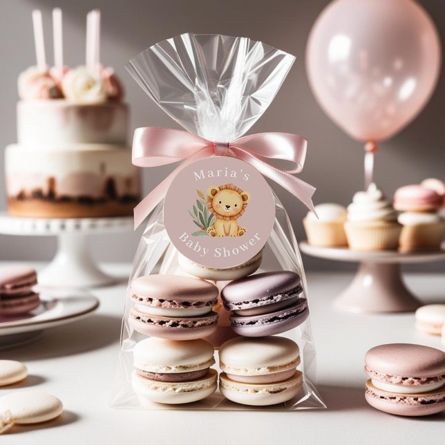 Pastel Tropical Baby Dusche Jungle Safari Tiere Runder Aufkleber (Von Creator hochgeladen)