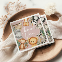 Pastel Tropical Baby Dusche Jungle Safari Tiere Serviette