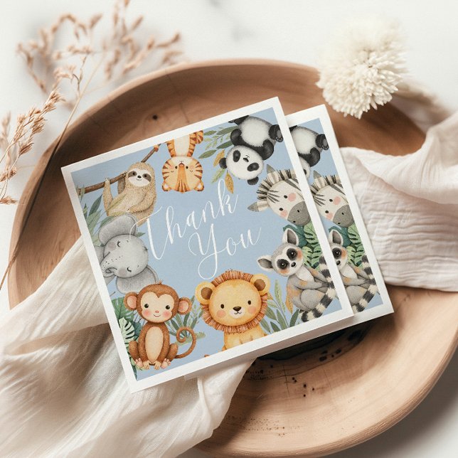 Pastel Tropical Baby Dusche Jungle Safari Tiere Serviette (Von Creator hochgeladen)