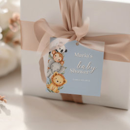 Pastel Tropical Baby Shower Jungle Safari Tiere Geschenkanhänger
