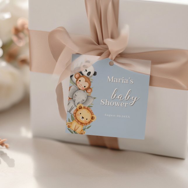 Pastel Tropical Baby Shower Jungle Safari Tiere Geschenkanhänger (Von Creator hochgeladen)