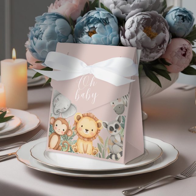 Pastel Tropical Baby Shower Jungle Safari Tiere Geschenkschachtel (Von Creator hochgeladen)