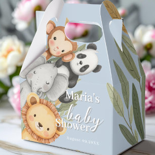 Pastel Tropical Baby Shower Jungle Safari Tiere Geschenkschachtel