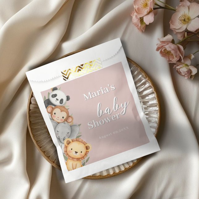 Pastel Tropical Baby Shower Jungle Safari Tiere Geschenktütchen (Von Creator hochgeladen)